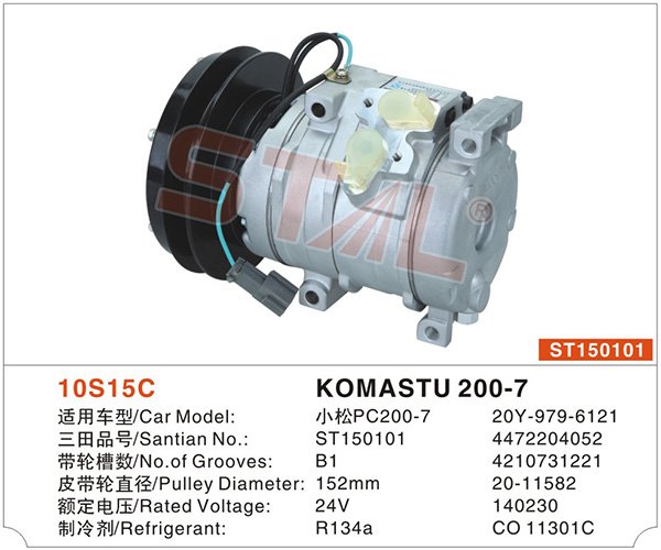 ST150101 10S15C JOHN DEERE KOMATSU KOMPRESÖR 1PK 24V